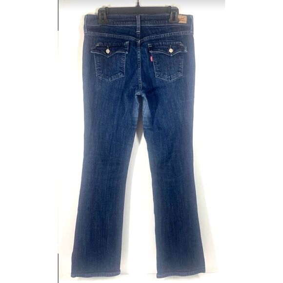 Levi’s 515 Mid Rise Boot Cut Jeans Button Flap Pockets Dark Wash Women Size 8 - Picture 2 of 5